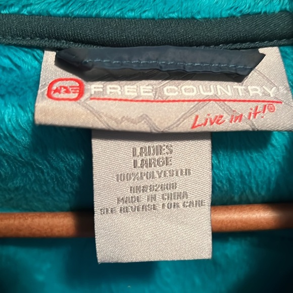 Fuzzy Free Country Full Zip Jacket Teal Blue Size Large - Picture 2 of 5